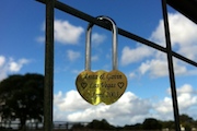 love heart lock on the gate at margaret river heartland wa