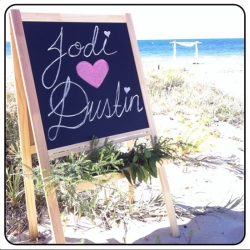 chalkboard wedding sign for a beach wedding