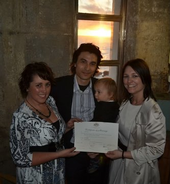 marriage certificate presentation at the Cape Leeuwin lighthouse small wedding Margaret River