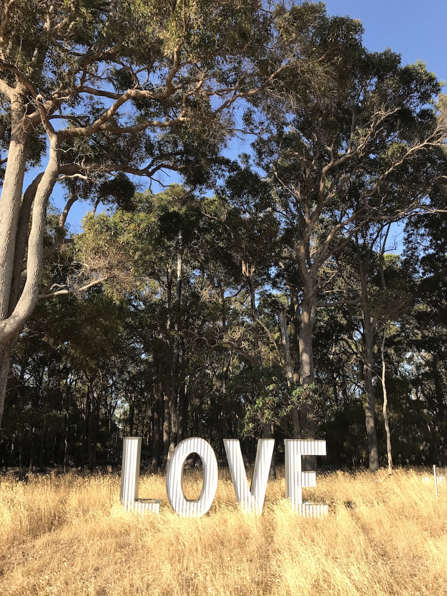 LOVE sign in private forest Cowaramup 