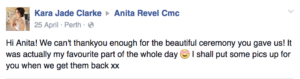 testimonial by couples married by anita revel